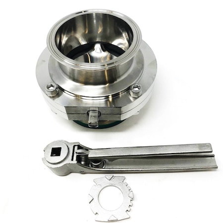 Alfa Laval Sanitary Butterfly Valve 4"Tri Clamp EPDM 316L SS Multi-Pos Handle LKB51A-4-E-316L-MP